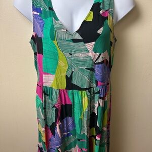 Colorful Sleeveless V-Neck Dress